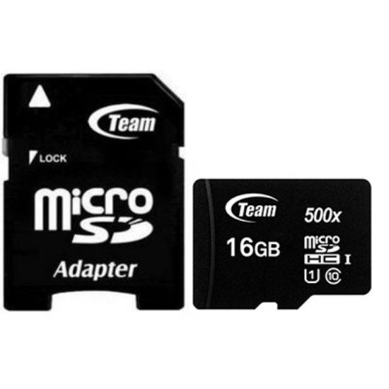  Зображення Карта пам`ятi MicroSDHC 16GB UHS-I Class 10 Team Black + SD-adapter (TUSDH16GCL10U03) 